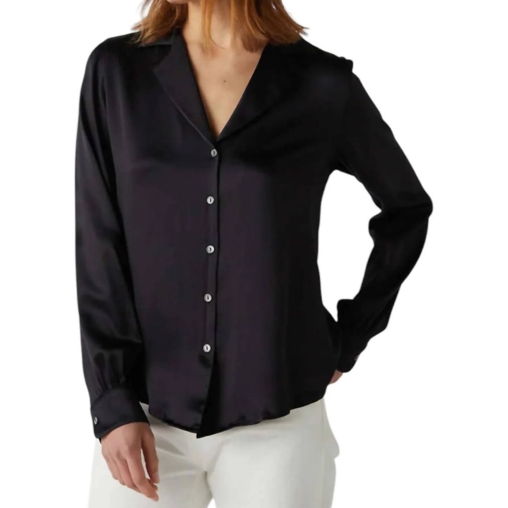 Velvet by Graham & Spencer Black Silk Soho Top